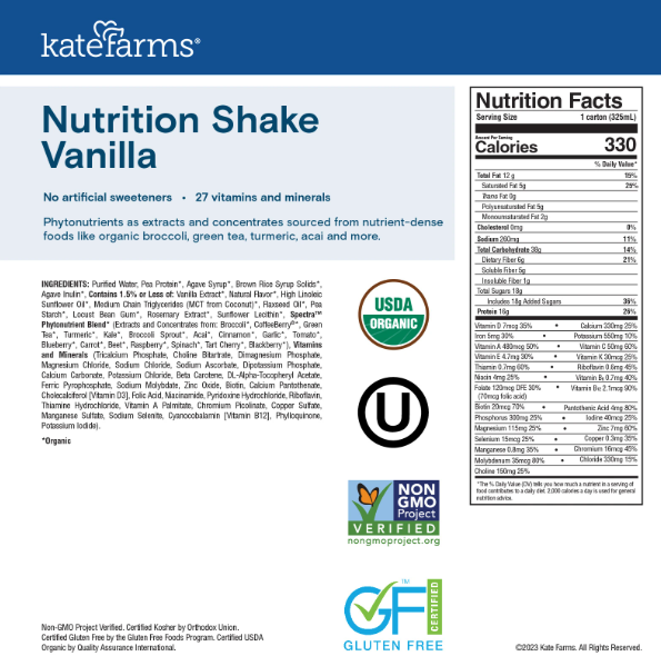 Thumbnail: Oral Supplement Kate Farms Nutrition Shake  Liquid 11 oz. Carton