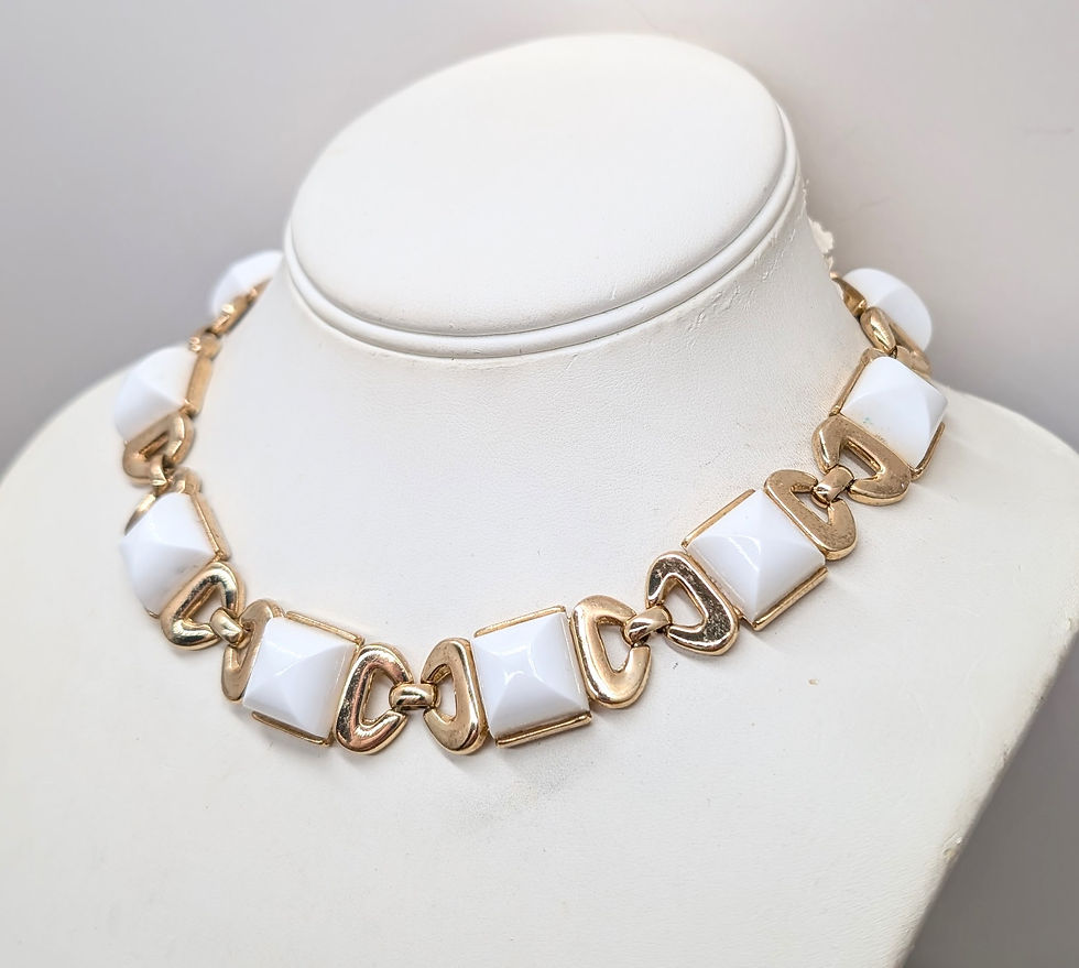 Thumbnail: Vintage 1955-6 Signed Crown Trifari "Kashmir" White Rhinestone Collar Necklace