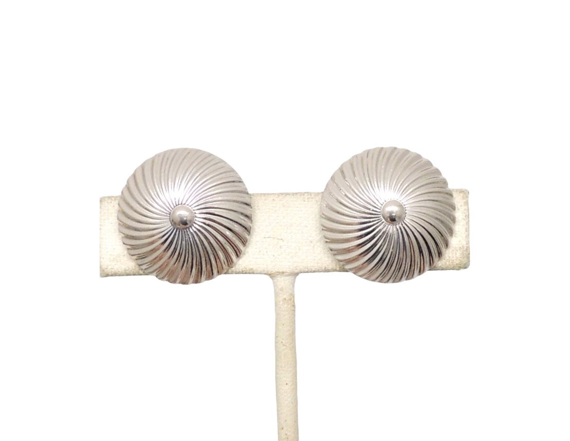 Vintage 1950s Signed Napier Round Domed Spiral Clip Earrings