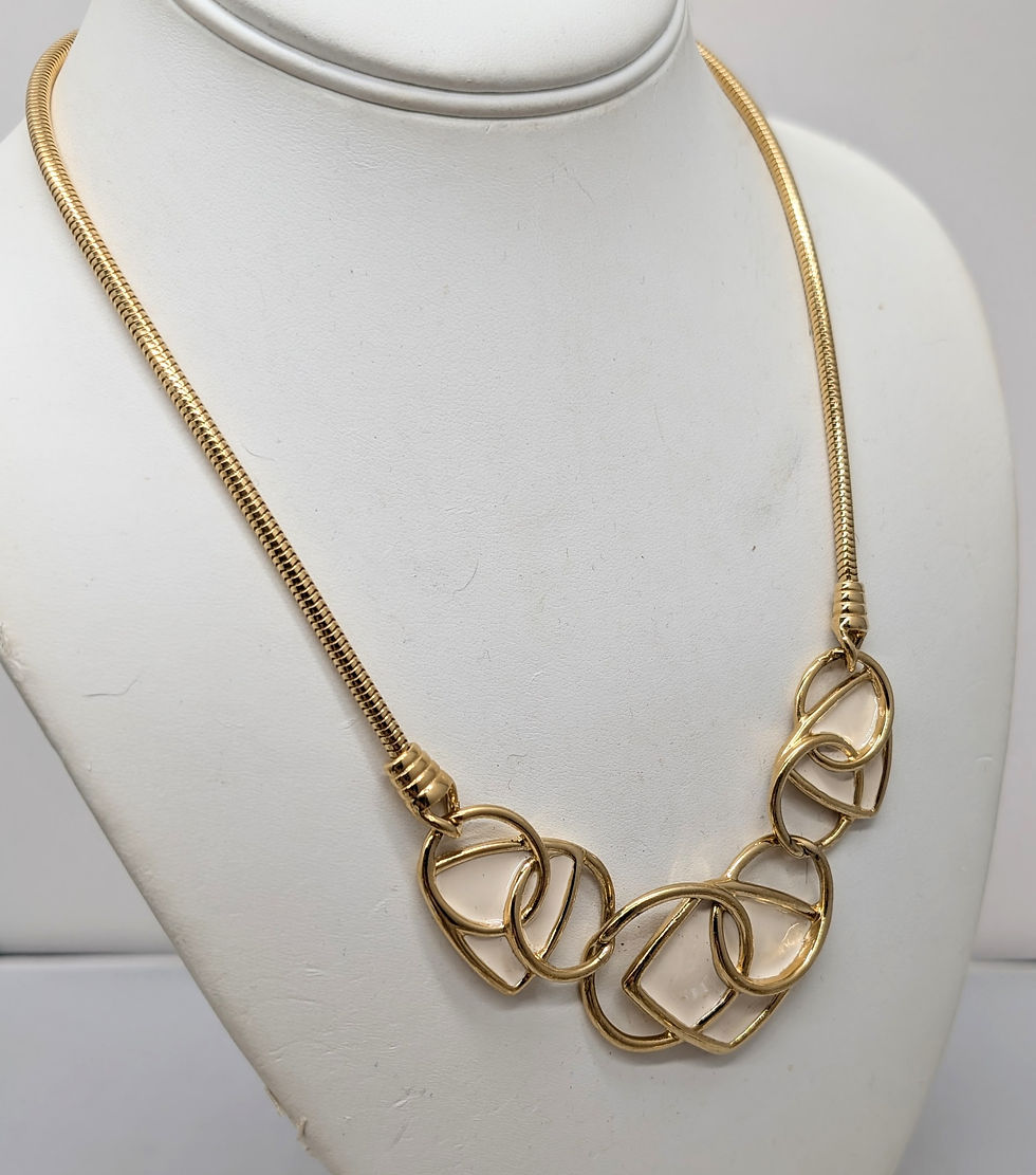 Thumbnail: Vintage 1980s Signed Kunio Matsumoto for Trifari Modernist Ivory Enamel Necklace