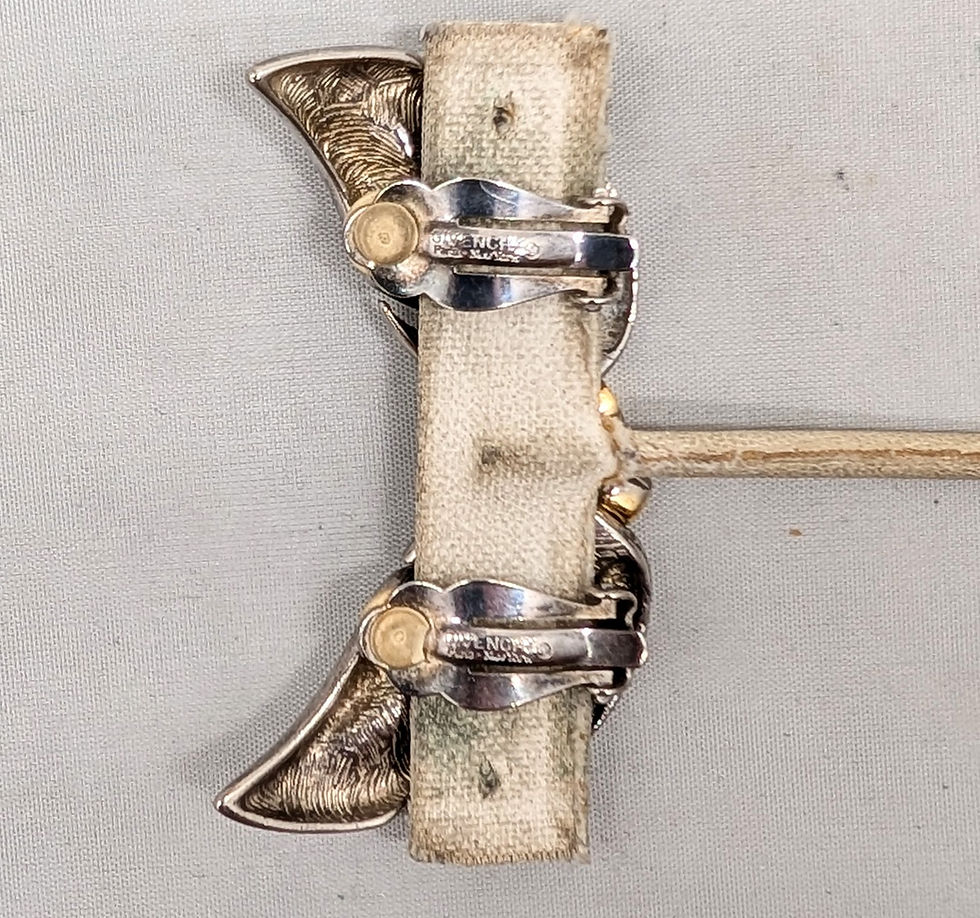 Thumbnail: Vintage 1980s Signed Givenchy Rhodium Plated Leaf Clip Earrings