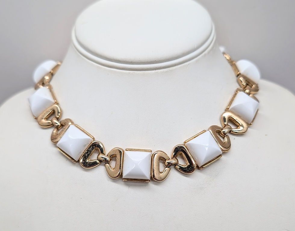 Thumbnail: Vintage 1955-6 Signed Crown Trifari "Kashmir" White Rhinestone Collar Necklace