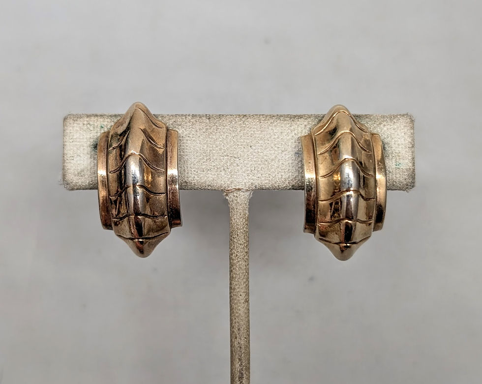 Thumbnail: Vintage 1948 Signed Crown Trifari Alfred Philippe Goldtone Clip Earrings