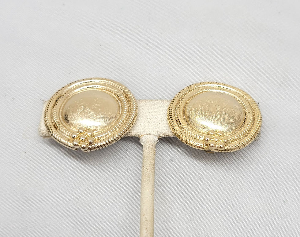 Thumbnail: Vintage 1960s Signed Hattie Carnegie Round Goldtone Clip Earrings