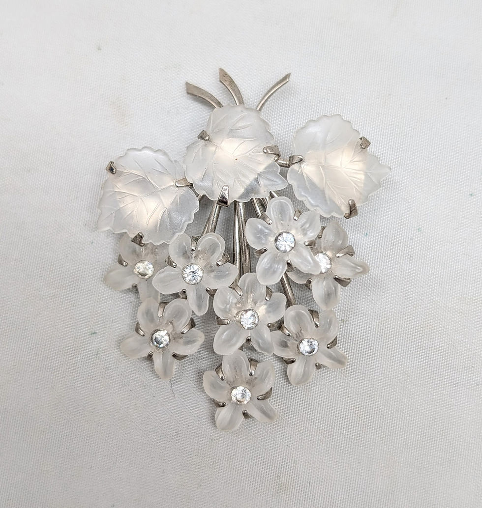 Thumbnail: Vintage Signed Hobe Frosted Glass Flower Bouquet Brooch