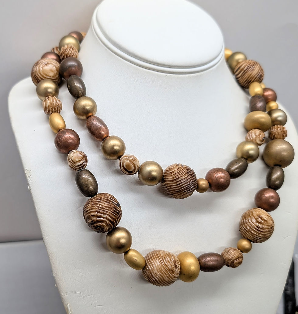 Thumbnail: Vintage 1980s Signed Givenchy Goldtone Beaded Leaf Necklace