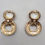 Thumbnail: Vintage 1980s Signed Panetta Goldtone White Cabochon Pierced Earrings