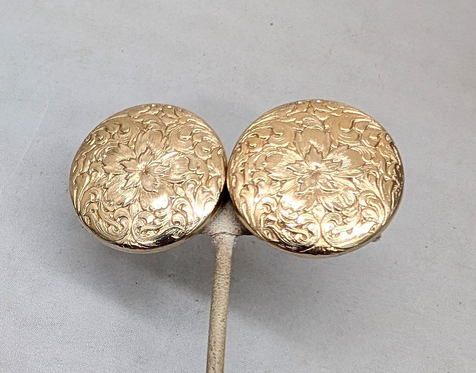 Thumbnail: Vintage 1964 Signed Napier Round Goldtone Floral Clip Earrings