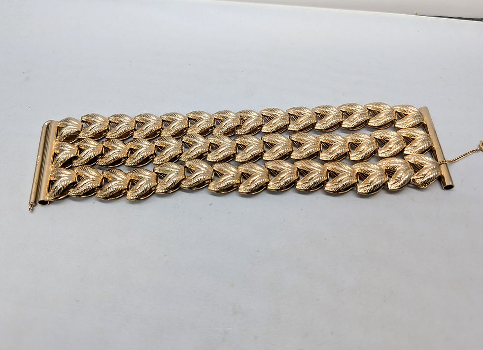 Thumbnail: Vintage Signed Napier Goldtone Wide Chevron Bracelet