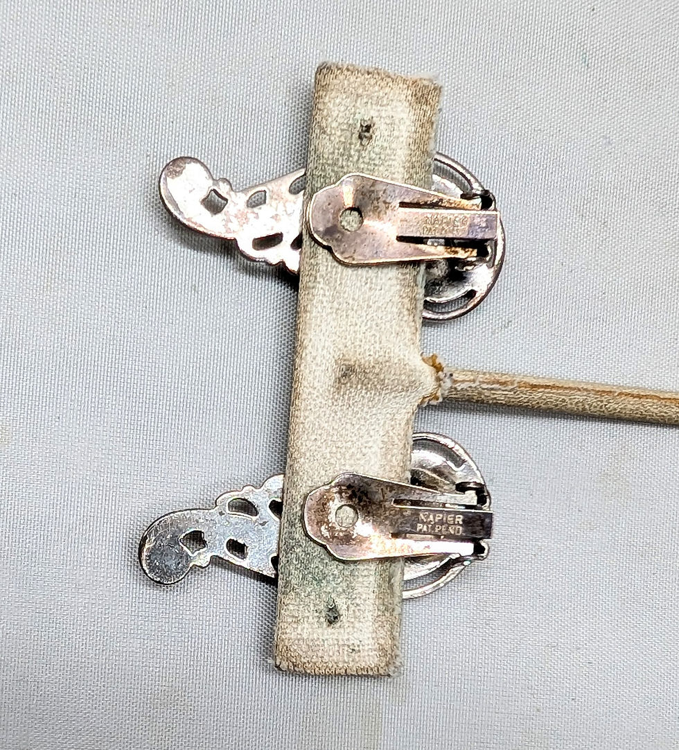 Thumbnail: Vintage 1954 Signed Napier Silvertone Floral Climber Clip Earrings