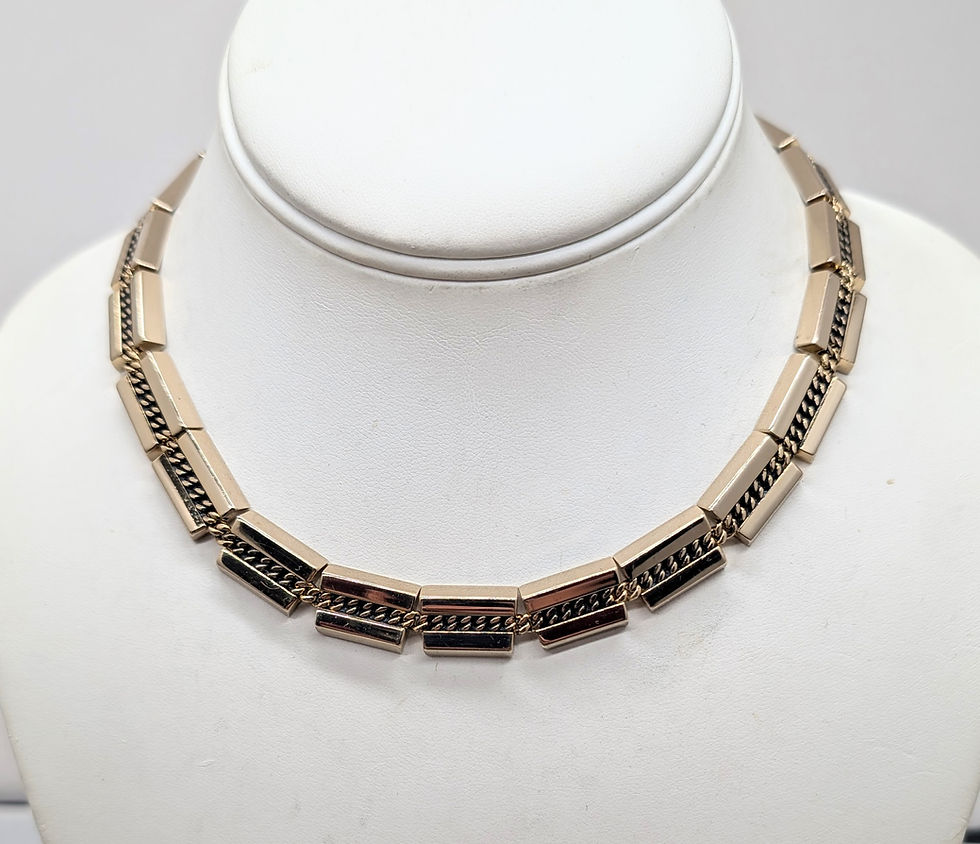 Thumbnail: Vintage Signed Monet "Maharani' Goldtone Rope Texture Collar Necklace