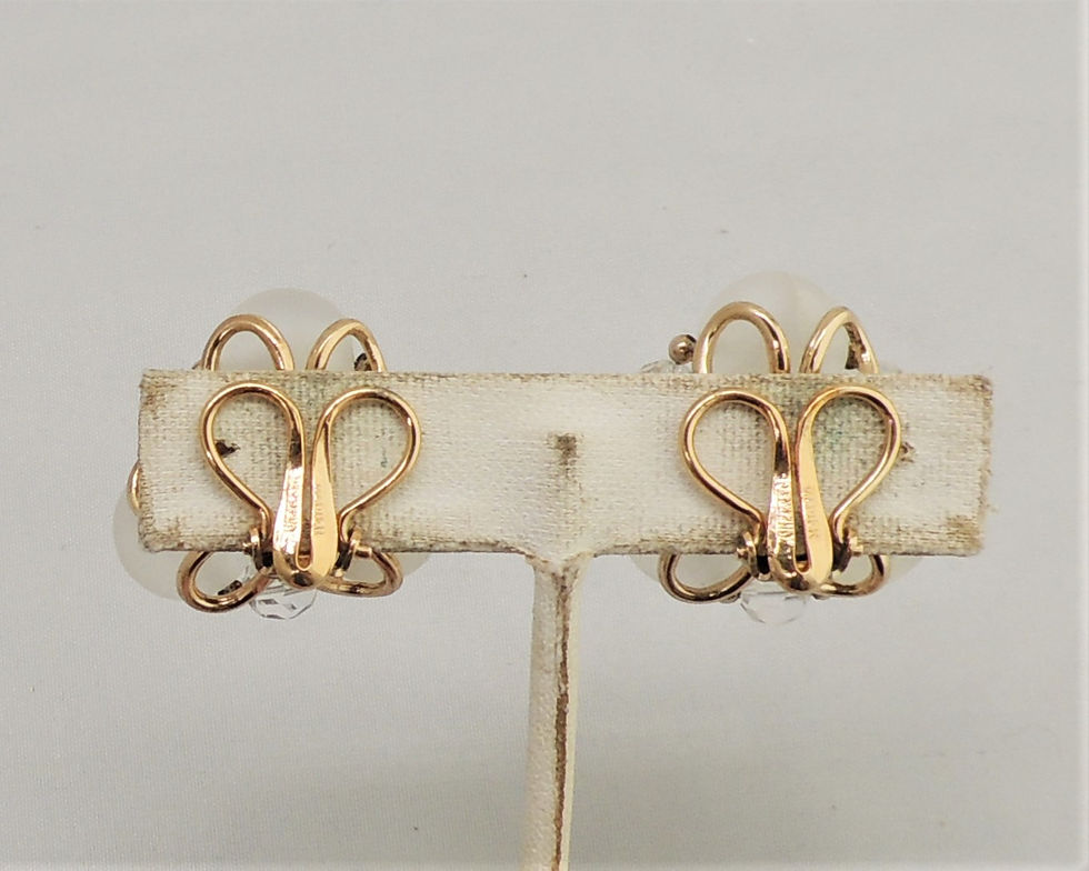 Thumbnail: Vintage 1960s Signed Napier Frosted Glass Clip Earrings