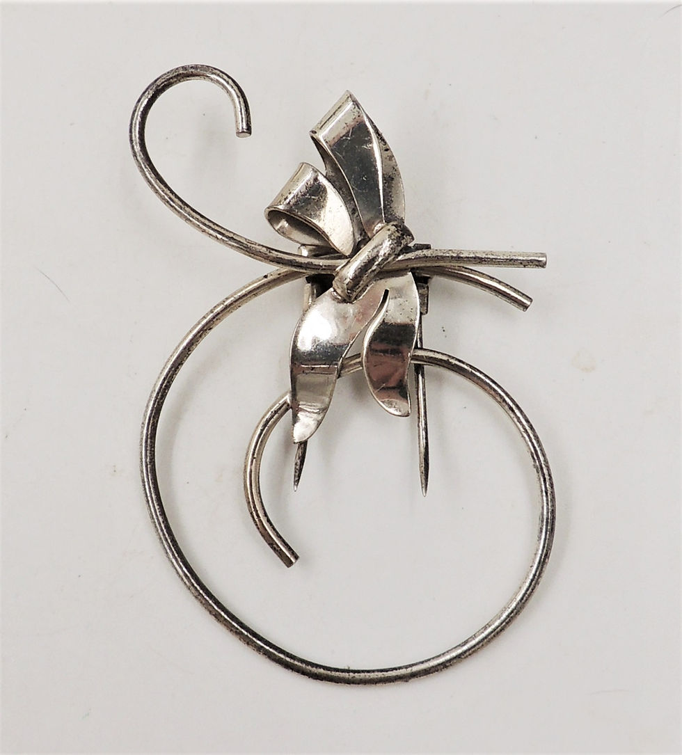 Thumbnail: 1940s Napier Sterling Silver Dragonfly Fur Clip
