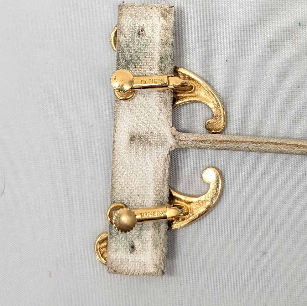 Thumbnail: Vintage Signed Napier Goldtone Dragon Tail Clip Earrings, 1972