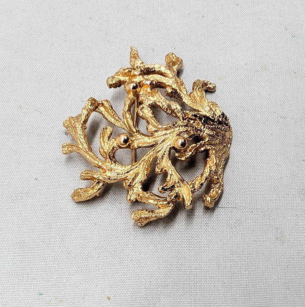 Thumbnail: Vintage 1970s Signed Napier Goldtone "Coral" Brooch