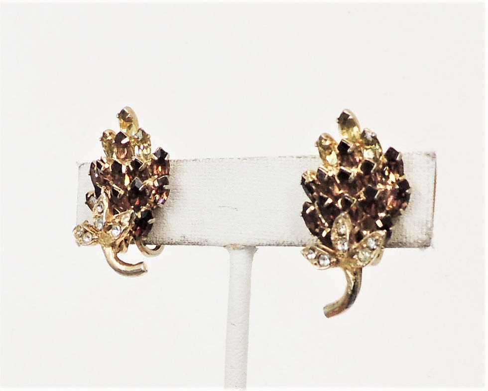 Thumbnail: Vintage 1950s Napier Faux-Topaz & Faux-Citrine Clip Earrings