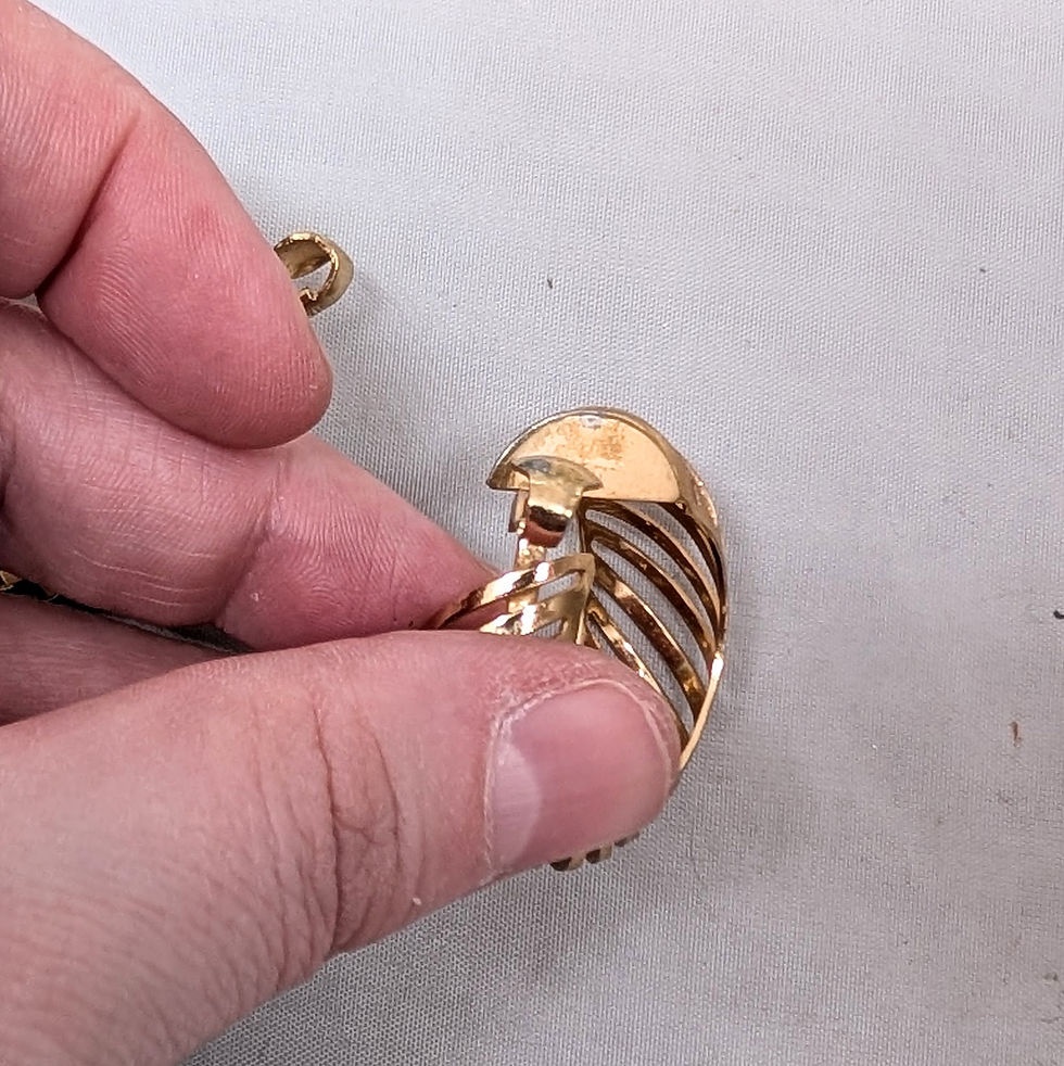 Thumbnail: Vintage 1968 Signed Napier Goldtone Slatted Hoop Clip Earrings, Vogue Ad Piece
