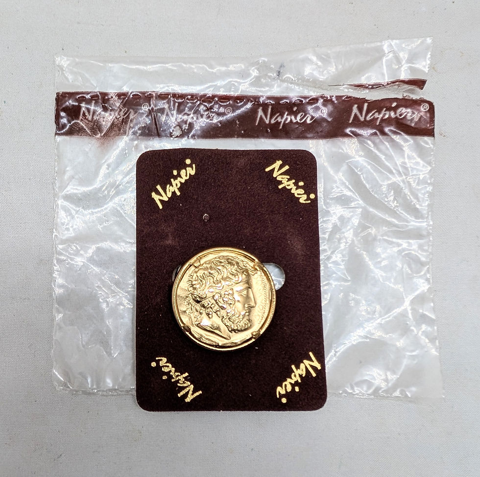 Thumbnail: Vintage 1980 Signed Napier Goldtone Greek Figure Dionysus Brooch
