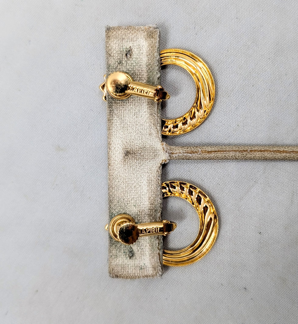 Thumbnail: Vintage 1980s Signed Napier Goldtone Hoop Clip Earrings