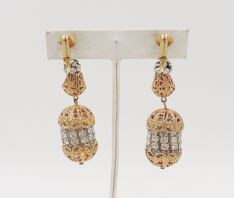 Thumbnail: 1960s Castlecliff Rhinestone Drop Earrings