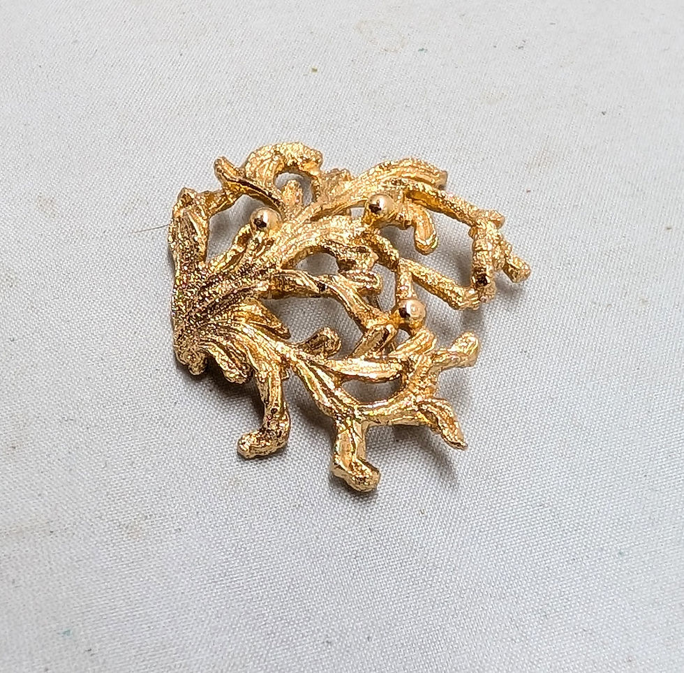 Thumbnail: Vintage 1970s Signed Napier Goldtone "Coral" Brooch