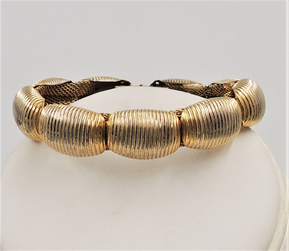 Thumbnail: Vintage Signed Napier Goldtone Ribbed Bracelet