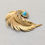 Thumbnail: Vintage Signed Boucher Goldtone Cabochon Faux-Turquoise Brooch