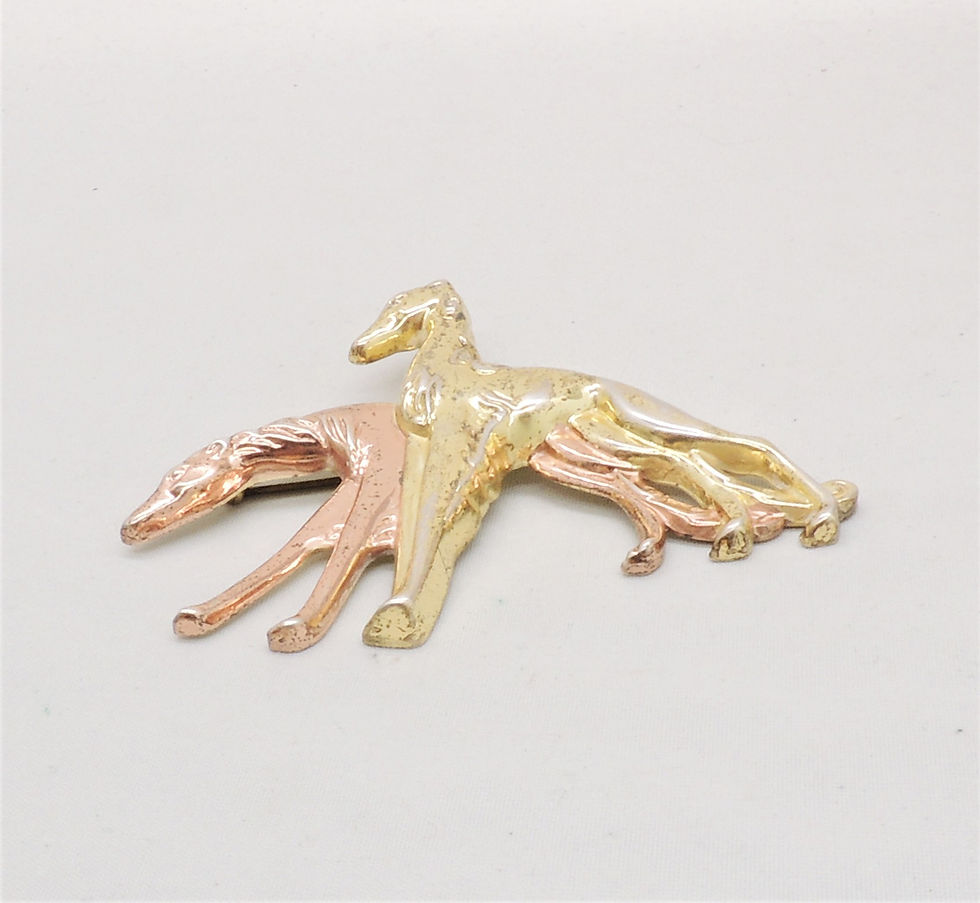 Thumbnail: Vintage 1940s Signed Monet Sterling Book Piece Greyhounds Brooch
