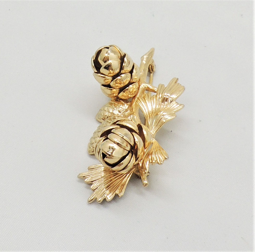 Thumbnail: Vintage 1950s Signed Napier 3D Acorns Brooch