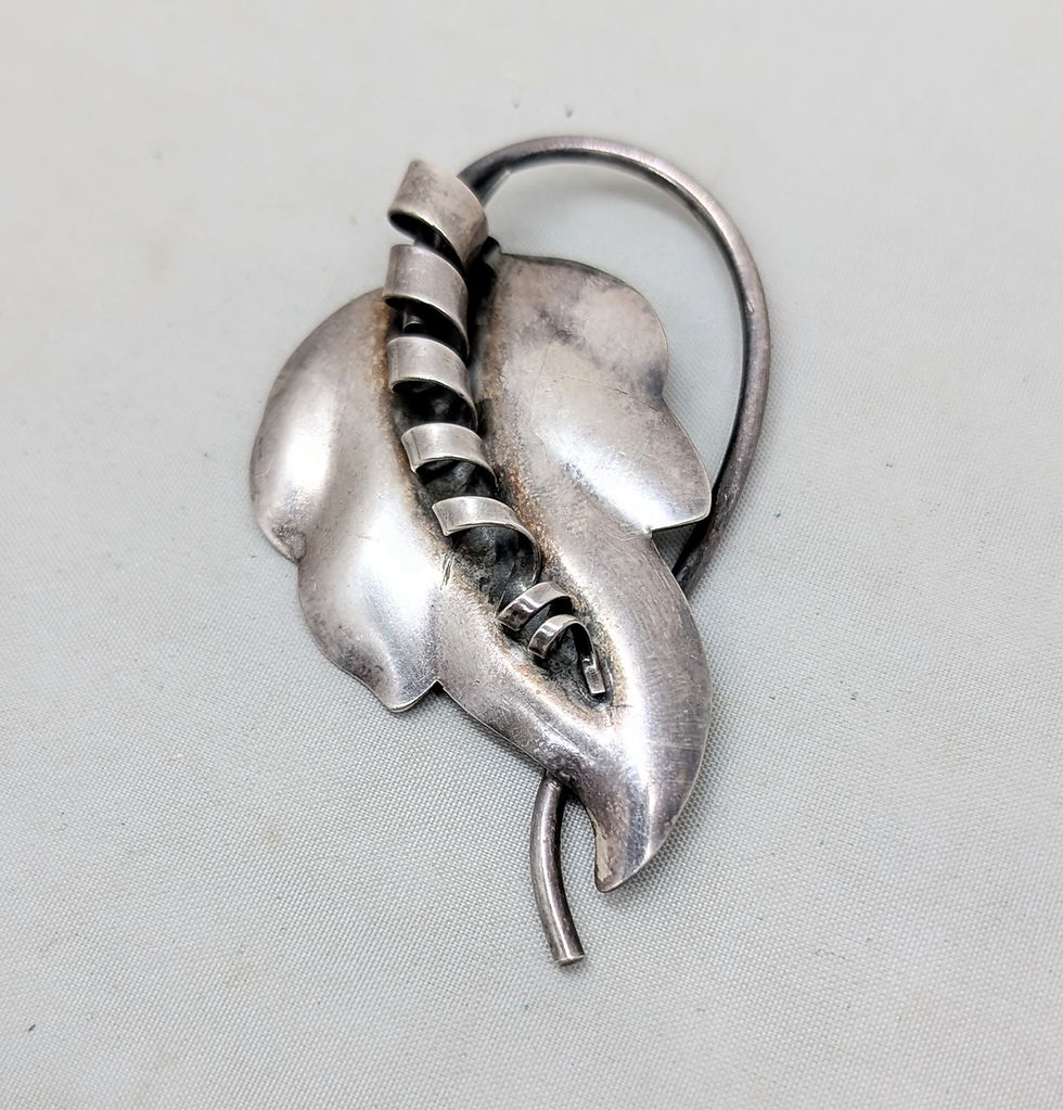 Thumbnail: Vintage Signed Napier Silvertone Leaf Fur Clip