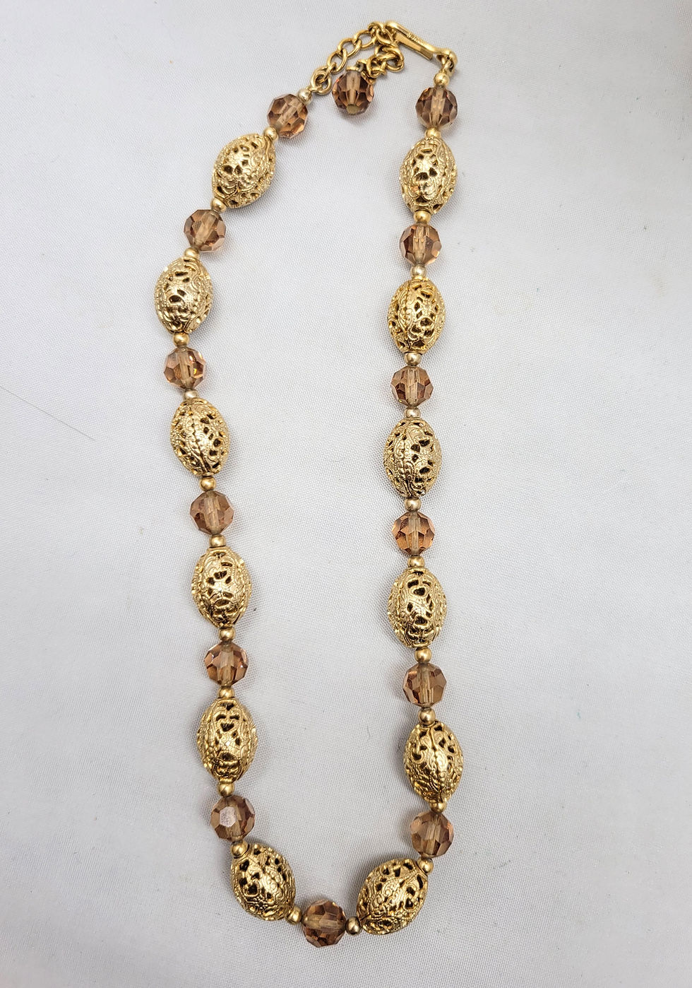 Thumbnail: Vintage 1960s Signed Napier Single Strand Faux-Topaz Beaded Necklace