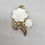 Thumbnail: Vintage 1960s Signed Kramer Goldtone White Resin Rose & Clear Rhinestone Brooch