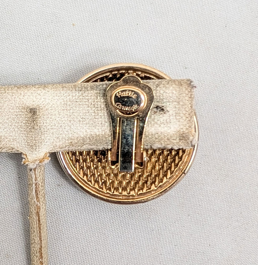 Thumbnail: Vintage Signed Hattie Carnegie Round Domed Clip Earrings