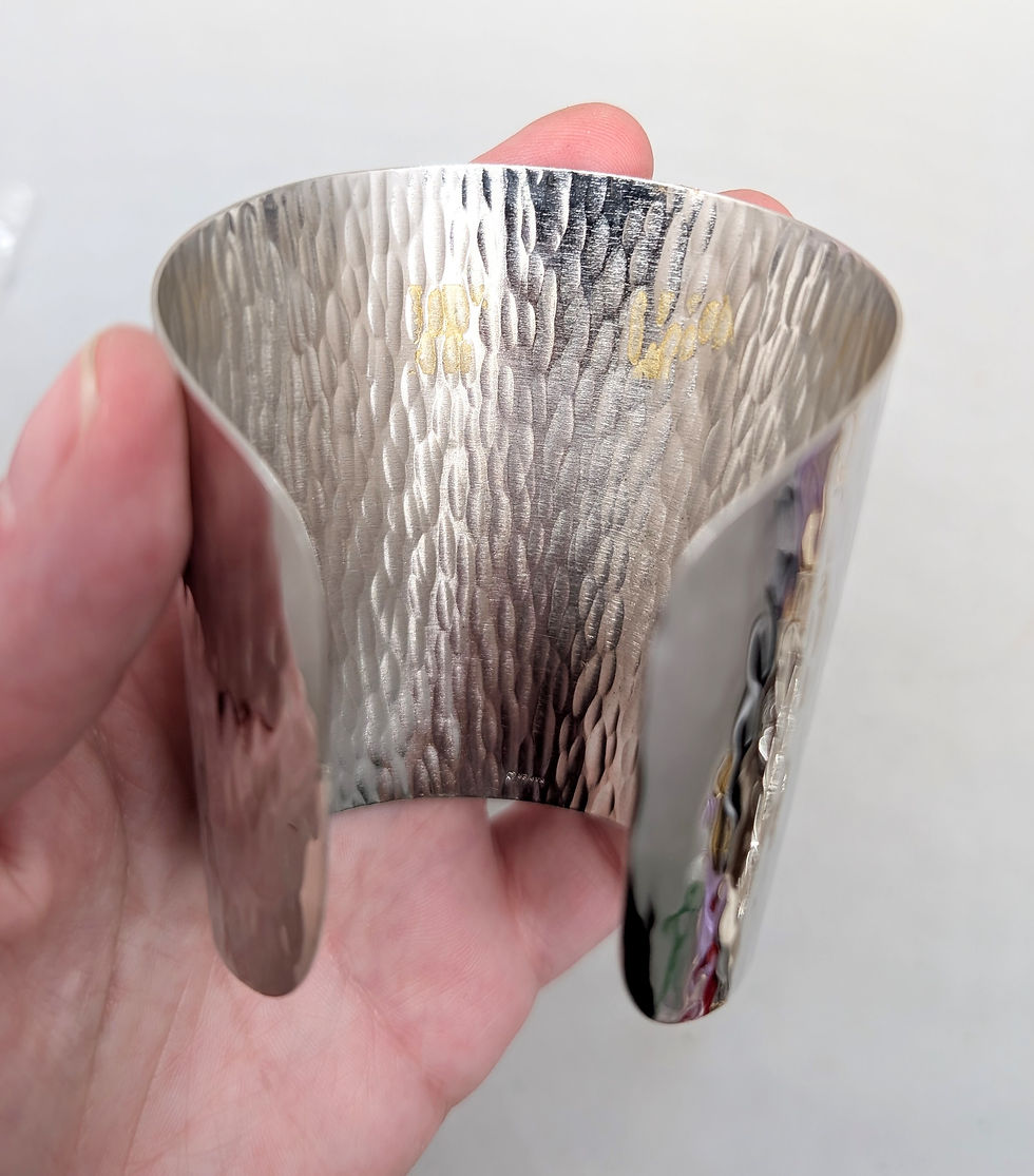 Thumbnail: Vintage 1976 Signed Napier Rhodium Plated Wide Wavy Cuff Bracelet