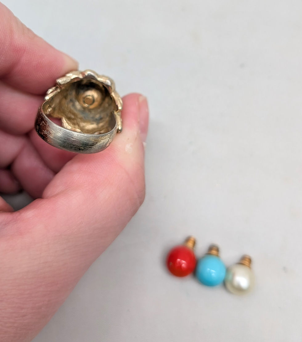 Thumbnail: Vintage 1960s Signed Napier Goldtone Interchangeable Center Adjustable Ring