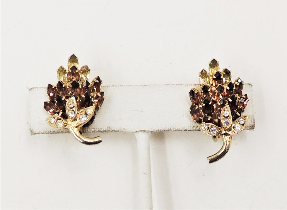 Thumbnail: Vintage 1950s Napier Faux-Topaz & Faux-Citrine Clip Earrings
