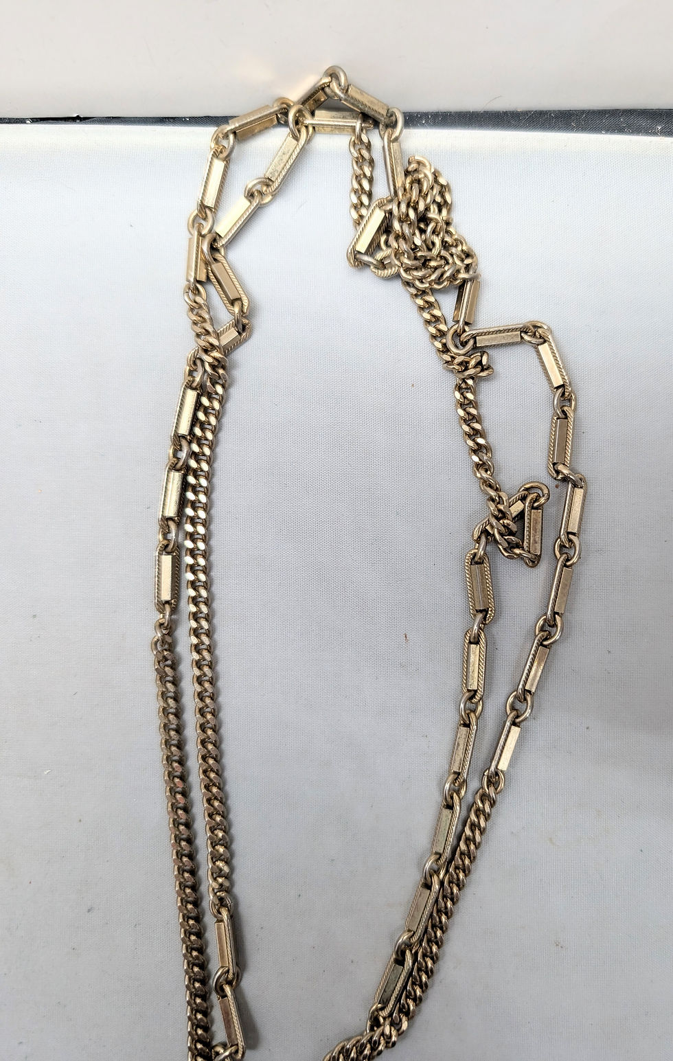 Thumbnail: Vintage 1949 Signed Monet Goldtone Perfume Charms Sautoir Necklace