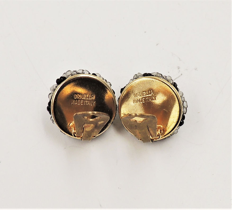 Thumbnail: Vintage 1960s Ornella Italy Beaded Clip Earrings