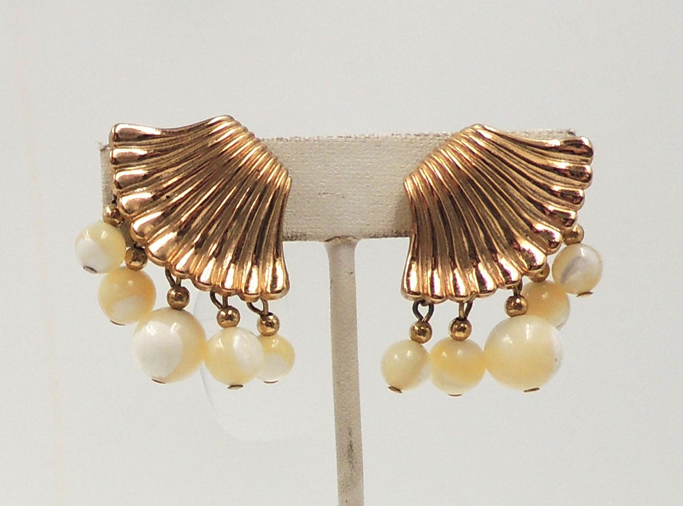 Thumbnail: Vintage 1960s Napier Iridescent Beaded Dangle Clip Earrings