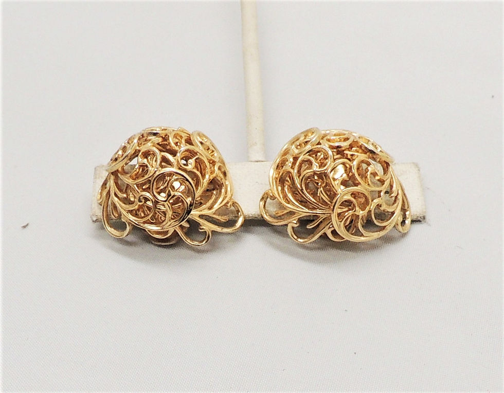 Thumbnail: Vintage Signed Napier "Golden Fern" Clip Earrings, 1966