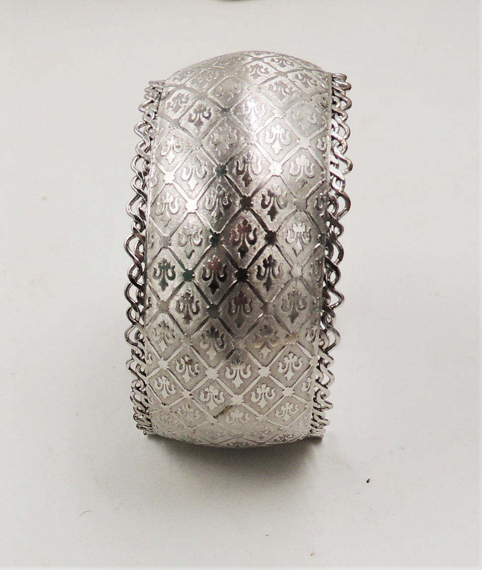 Thumbnail: Vintage Jewels by Julio Silvertone Fleur de Lis Cuff Bracelet