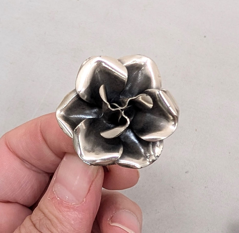Thumbnail: Vintage 1960s Signed Napier Silvertone 3d Rose Clip Earrings