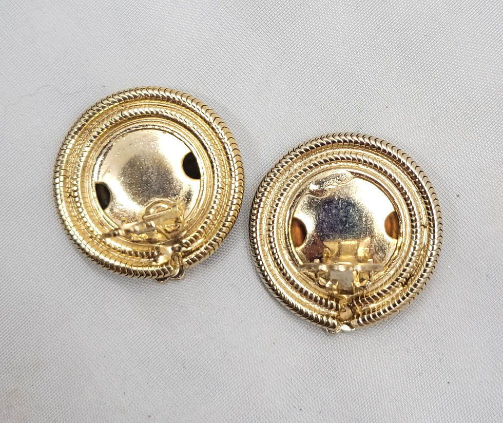 Thumbnail: Vintage 1960s Signed Hattie Carnegie Round Goldtone Clip Earrings