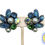 Thumbnail: Vintage Signed Kramer Blue & Green Rhinestone & Grey Faux-Pearl Clip Earrings