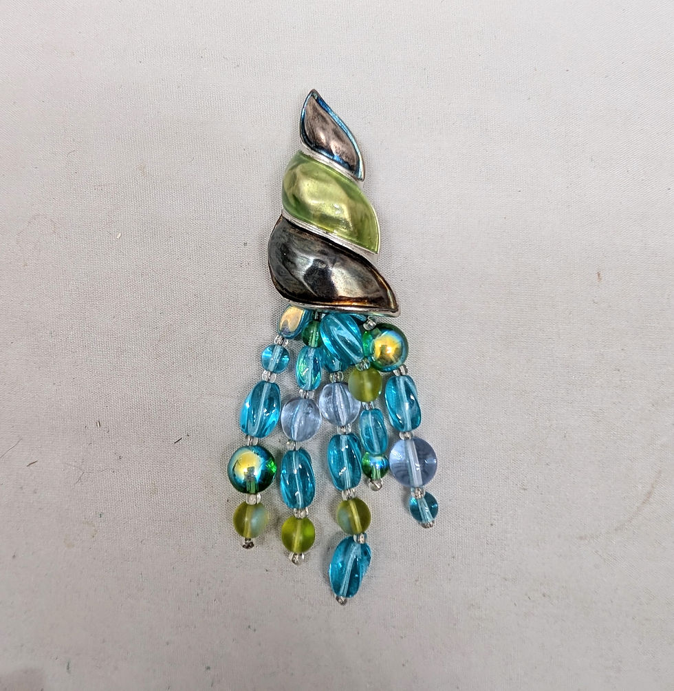 Thumbnail: Vintage 1980s Signed Givenchy Enamel & Beaded Squid Brooch