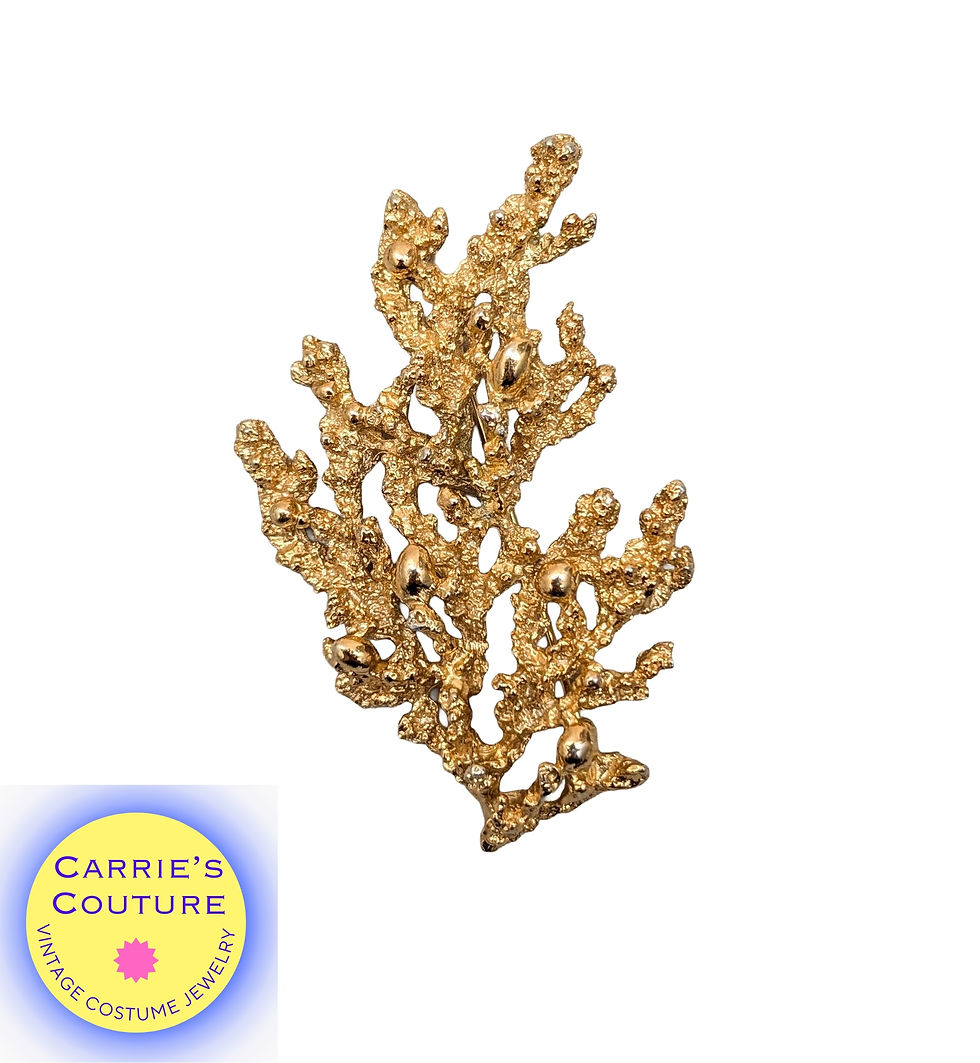 Thumbnail: Vintage 1971 Signed Napier Ad Piece Goldtone "Coral Branch" Brooch