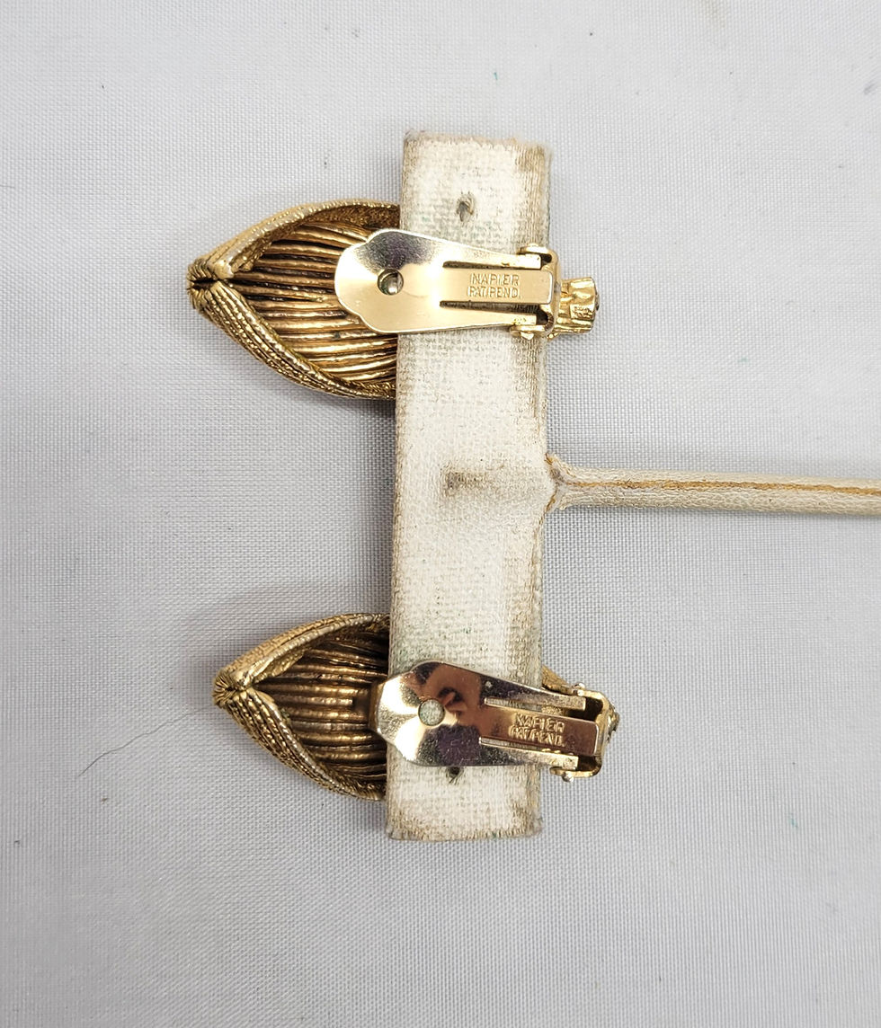 Thumbnail: Vintage 1950s Signed Napier Goldtone Calla Lilly Clip Earrings