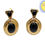 Thumbnail: Vintage Signed Napier Goldtone Cabochon Faux-Onyx Drop Clip Earrings
