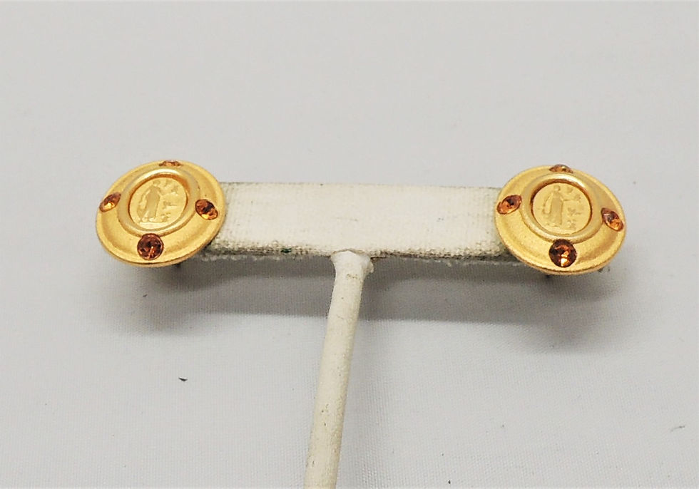 Thumbnail: Vintage Napier Goldtone Grecian Relief Pierced Earrings