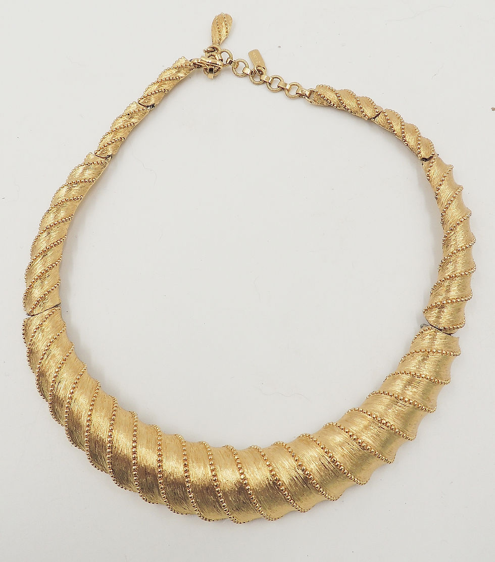 Thumbnail: Vintage 1960s Signed Monet Goldtone Hinged Collar Necklace